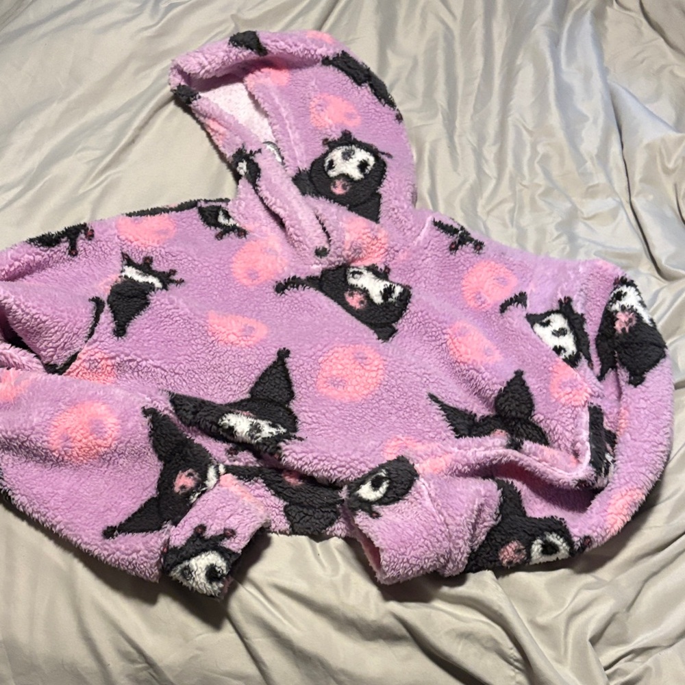 SANRIO Cozy Purple Kuromi Print Cropped Hoodie